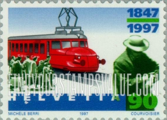 FindYourStampsValue: Federal Administration, Swiss Railways, 150th Anniversary: Red Arrow, 1930βs