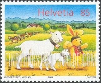 FindYourStampsValue: Federal Administration, Felix the Bunny, by Annette Langen: Lambs, cows
