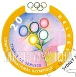 FindYourStampsValue: For The International Olympic Committee, Hand and plant with leaves of Olympic rings and Orange frame