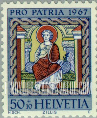 FindYourStampsValue: Semi-Postal, Ceiling Paintings, St. Martin at Zillis: St. Joseph
