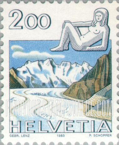 FindYourStampsValue: Federal Administration: Virgo, Jungfrau Monch Eiger Mountains