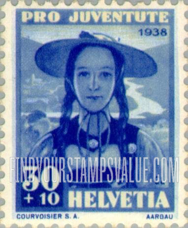 FindYourStampsValue: Semi-Postal: Girl of Aargau