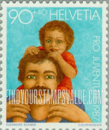 FindYourStampsValue: Semi-Postal: Father, child