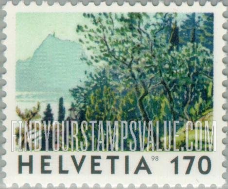 FindYourStampsValue: Federal Administration, View of Switzerland: Olive grove, Castagnola