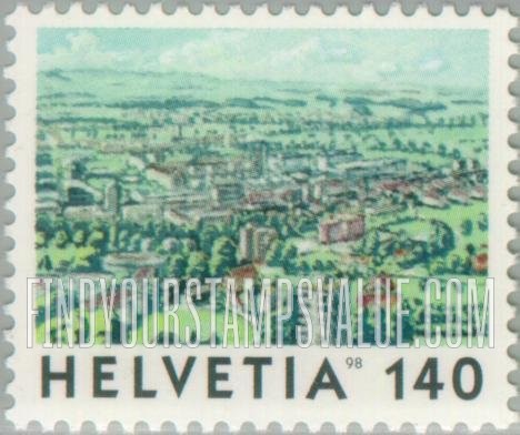 FindYourStampsValue: Federal Administration, View of Switzerland: City of Zug