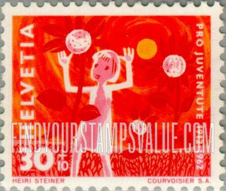 FindYourStampsValue: Semi-Postal: Girl and sunflowers
