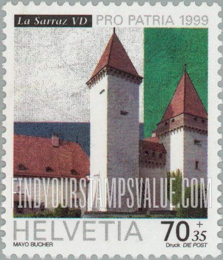 FindYourStampsValue: Semi-Postal, Pro Patria, Heritage and landscapes: La Sarraz Castle
