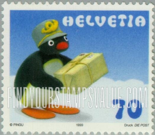 FindYourStampsValue: Federal Administration, Pingu the Penguin as Postman: Carrying package