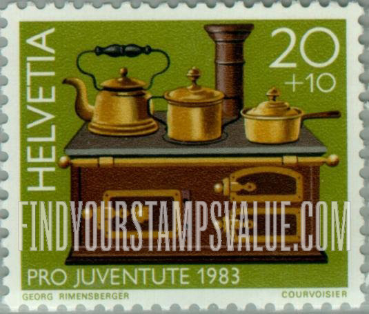 FindYourStampsValue: Semi-Postal, Antique Toys: Kitchen stove, 1850