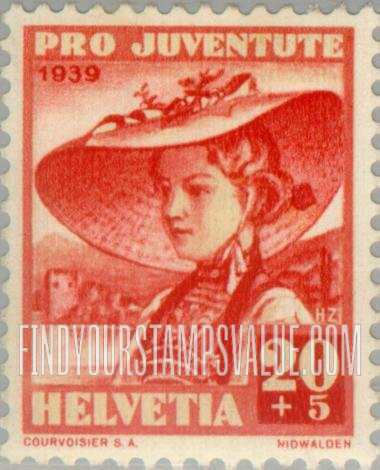 FindYourStampsValue: Semi-Postal: Girl of Nidwalden