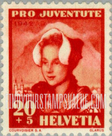 FindYourStampsValue: Semi-Postal: Girl of Glarus