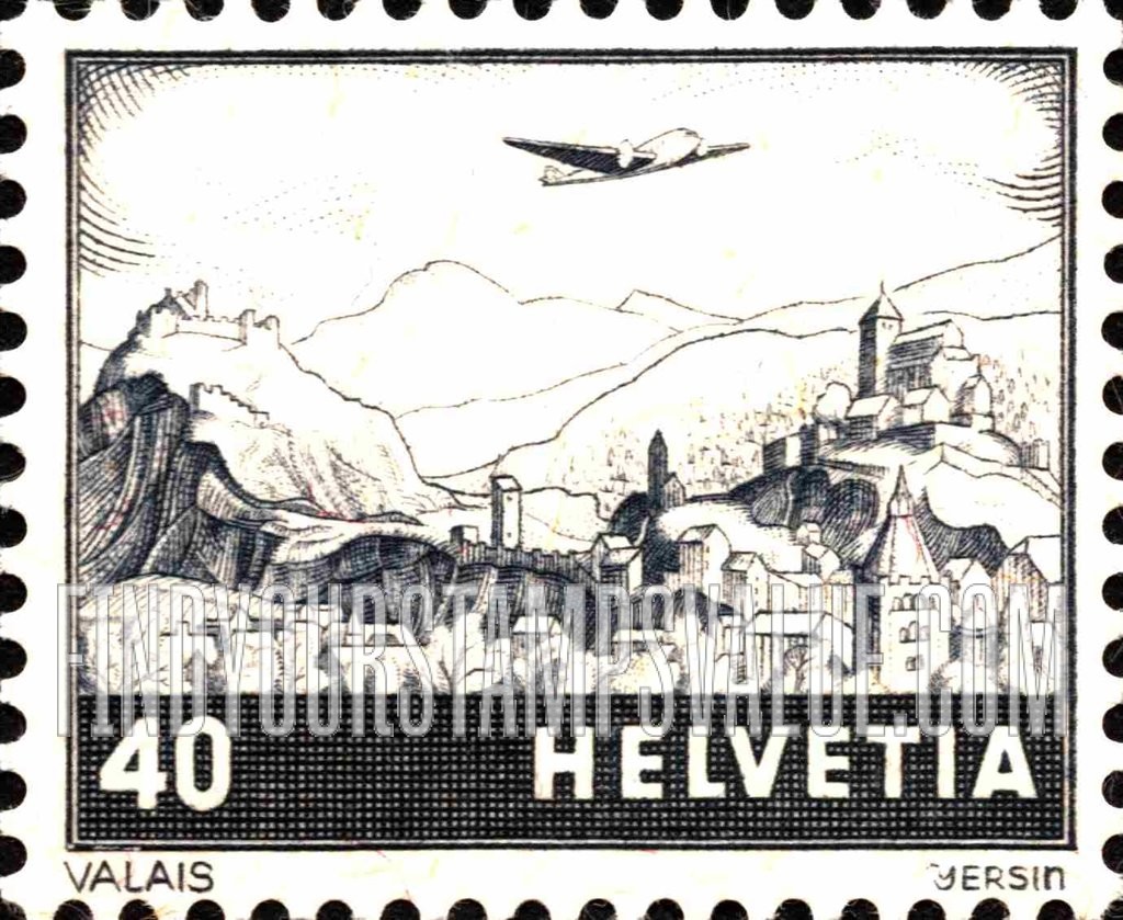 FindYourStampsValue: Air Post: View of Valais
