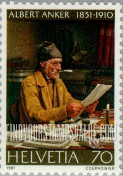 FindYourStampsValue: Federal Administration: The Parish Clerk, by Albert Anker