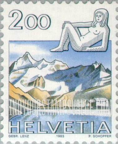 FindYourStampsValue: Federal Administration: Virgo, Schwarzee above Zermatt