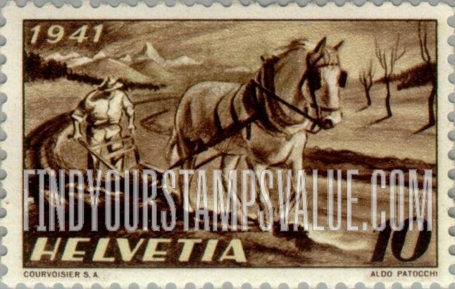 FindYourStampsValue: Federal Administration: Farmer Plowing