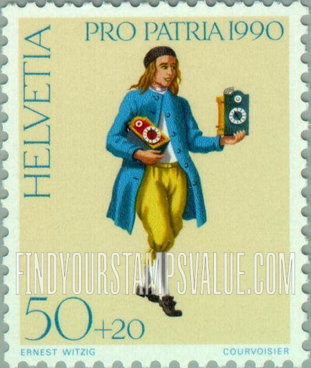 FindYourStampsValue: Semi-Postal, 700 Years of Art and Culture, Street criers: Clock vendor