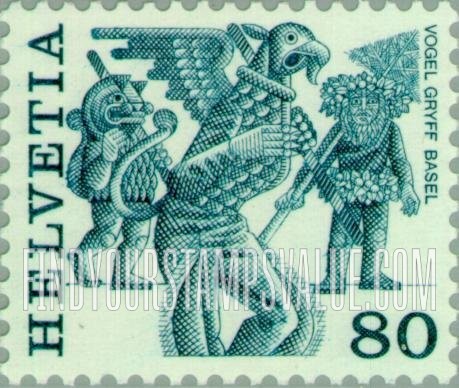 FindYourStampsValue: Federal Administration, Folk Customs: Griffins, Basel
