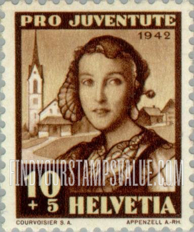 FindYourStampsValue: Semi-Postal: Girl of Appenzell