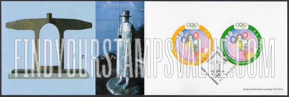 FindYourStampsValue: For The International Olympic Committee, Hand and plant with leaves of Olympic rings, Orange frame Green frame