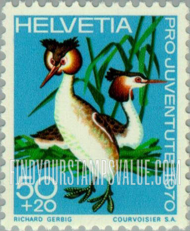 FindYourStampsValue: Semi-Postal, Birds: Crested grebes