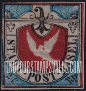 FindYourStampsValue: Envelope as adhesive, Basel: Dove of Basel