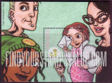 FindYourStampsValue: Federal Administration, Comic Strip Art: Envelope, woman, duck