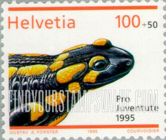 FindYourStampsValue: Semi-Postal, Life In and Around Water: Spotted salamander