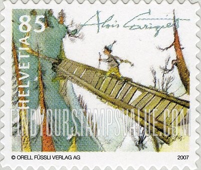 FindYourStampsValue: Federal Administration: Illustration for Children’s Book “Schnellen-Ursli”, by Alois Carigiet