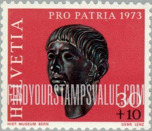 FindYourStampsValue: Semi-Postal, Archeologic Finds: Bronze head of a Gaul