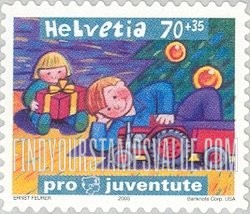 FindYourStampsValue: Semi-Postal, Rights of the Child, Children: Christmas tree, toy tractor, gift