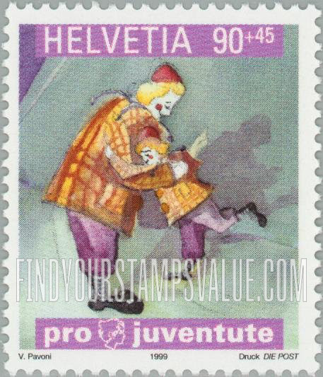 FindYourStampsValue: Semi-Postal, Nicolo the Clown From Children’s Book by Verena Pavoni: Nicolo and his father
