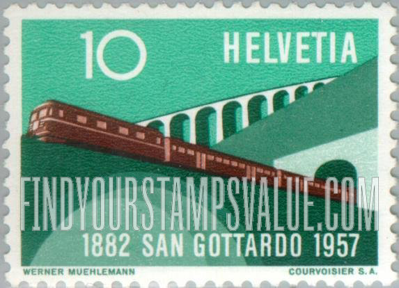 FindYourStampsValue: Federal Administration: Train on southern ramp of Gotthard Railroad