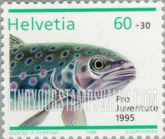 FindYourStampsValue: Semi-Postal, Life In and Around Water: River trout