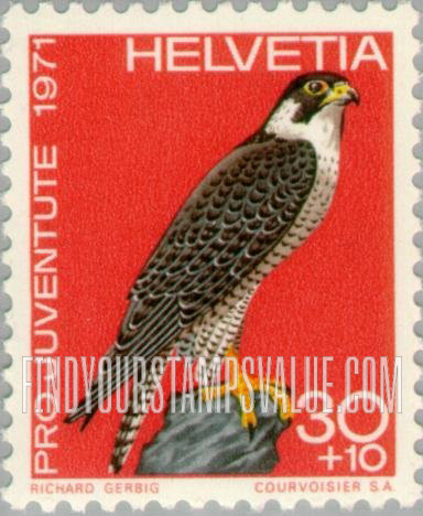 FindYourStampsValue: Semi-Postal, Birds: Peregrine falcon