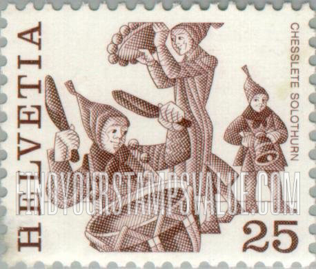 FindYourStampsValue: Federal Administration, Folk Customs: Chesslete, Solothurn