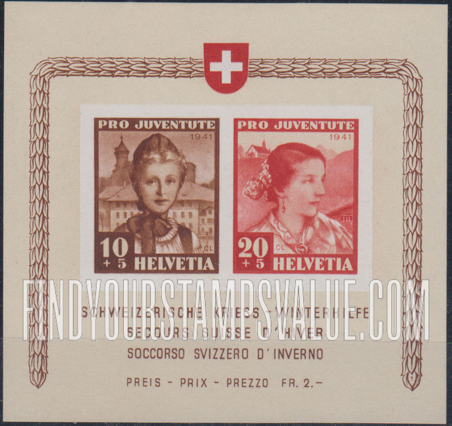 FindYourStampsValue: Semi-Postal: Girl of Schaffhausen, Girl of Obwalden