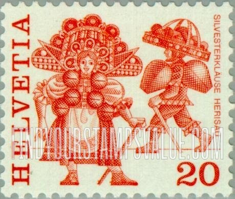 FindYourStampsValue: Federal Administration, Folk Customs: New Year’s Eve costumes, Herisau