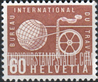 FindYourStampsValue: For The International Labor Bureau: Globe, Chimney and Wheel