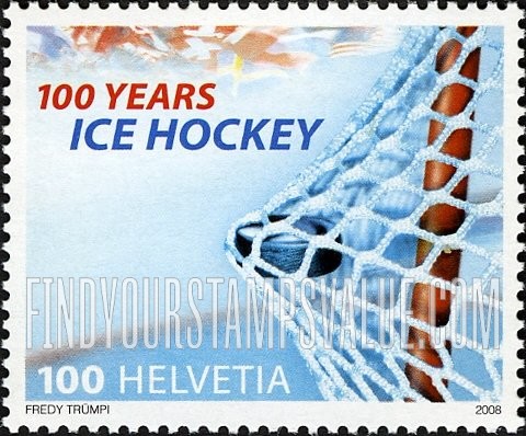 FindYourStampsValue: Federal Administration: Ice Hockey in Switzerland, Centenary