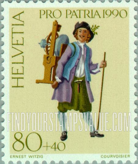 FindYourStampsValue: Semi-Postal, 700 Years of Art and Culture, Street criers: Knife grinder