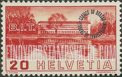FindYourStampsValue: For The International Labor Bureau: View of Labor Building from Lake Geneva