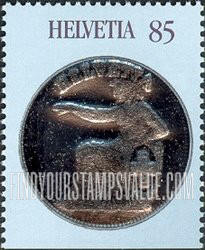 FindYourStampsValue: Federal Administration, Sitting Helvetia Stamps and Coins, 150th Anniversary: Coin