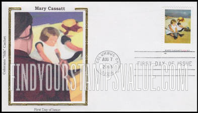 FindYourStampsValue: MARY CASSATT PAINTINGS - Children Playing on the Beach