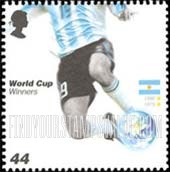 FindYourStampsValue: Great Britain (United Kingdom): 2006 World Cup Soccer Championships, Germany - Globe, Soccer Player and Flag from Argentina