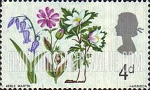 FindYourStampsValue: Great Britain (United Kingdom): British Flora - Bluebell, Red Campion and Wood Anemone