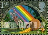 FindYourStampsValue: Great Britain (United Kingdom): Symbols of Good Luck - Rainbow, Pot of Gold, Booklet Stamp