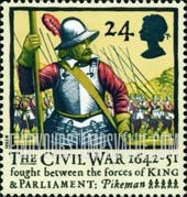 FindYourStampsValue: Great Britain (United Kingdom): English Civil War, 350th Anniversary - Pikeman