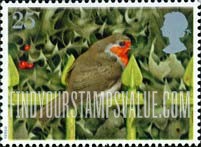 FindYourStampsValue: Great Britain (United Kingdom): Christmas - Robin On Fence Rail, Holly Bush