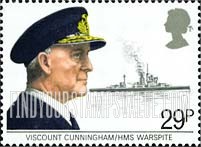FindYourStampsValue: Great Britain (United Kingdom): Maritime Heritage - Viscount Cunningham, Warspite