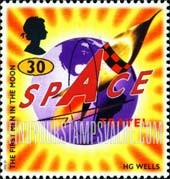 FindYourStampsValue: Great Britain (United Kingdom): H. G. Wells, Science Fiction Writer - The First Men on the Moon